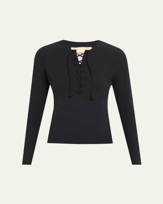 Cassia Lace-Up Rashguard Swim Top